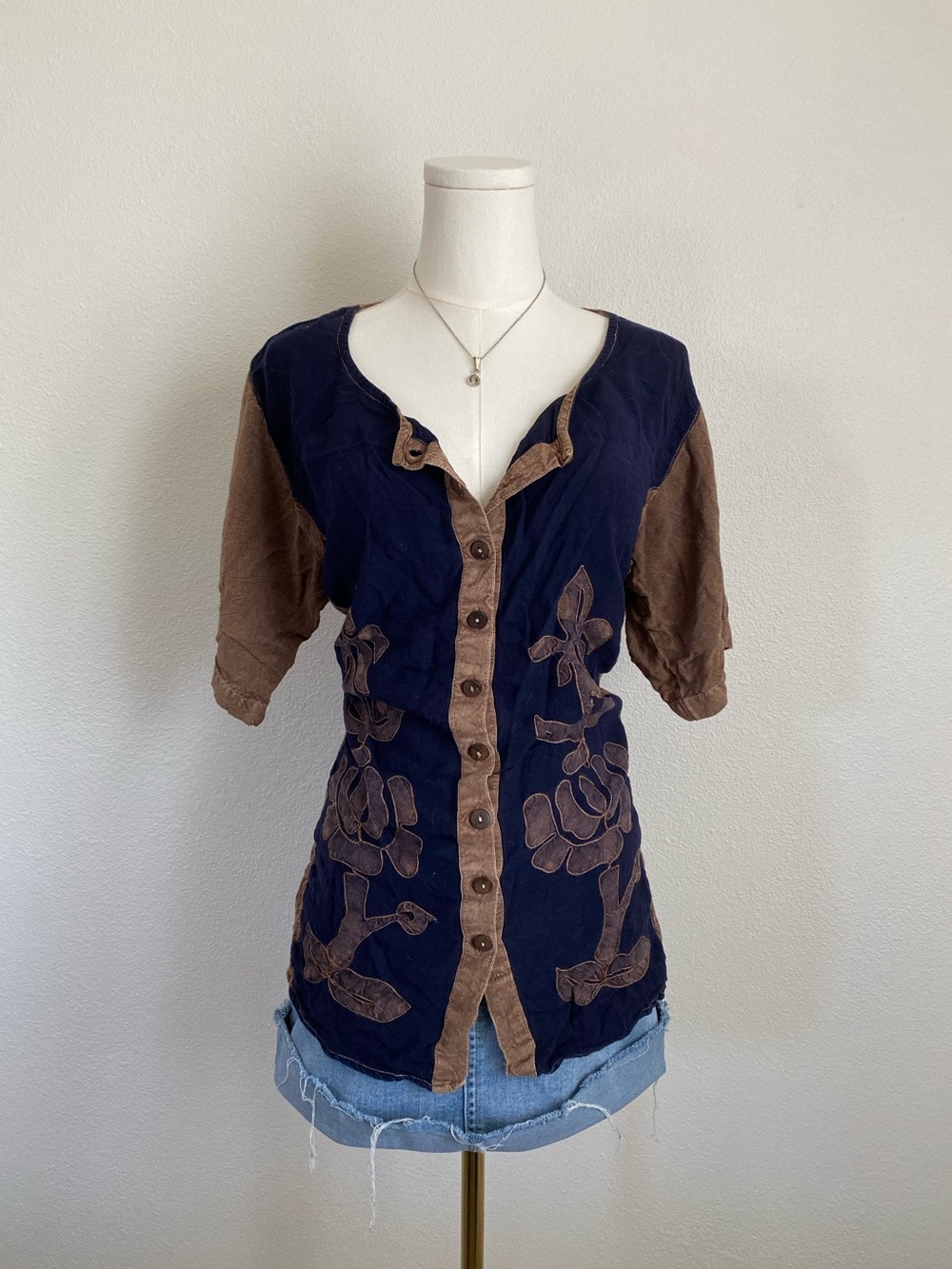 Vintage Magic Floral Tie Back Blouse Button Up Bohemian
